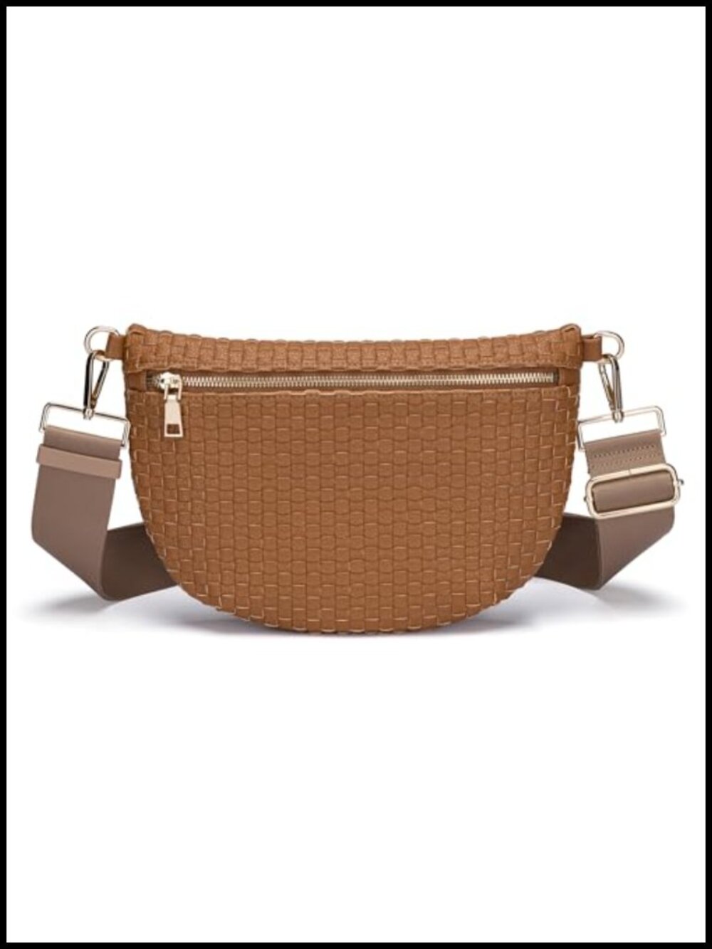 Woven Checkered PU Leather Crossbody Bum Bag Fanny Pack